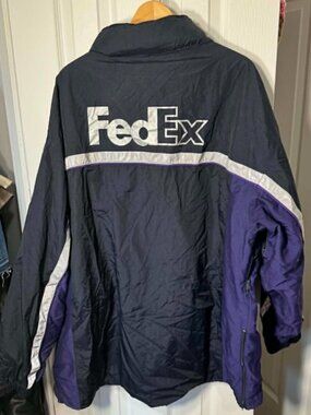 FedEx Stan Herman Rain Jacket Mens 3XL Waterproof Hooded Zip Front Purple